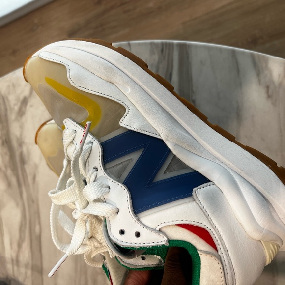 White and Blue Sneakers with Gum Sole - Picture 6 of 9